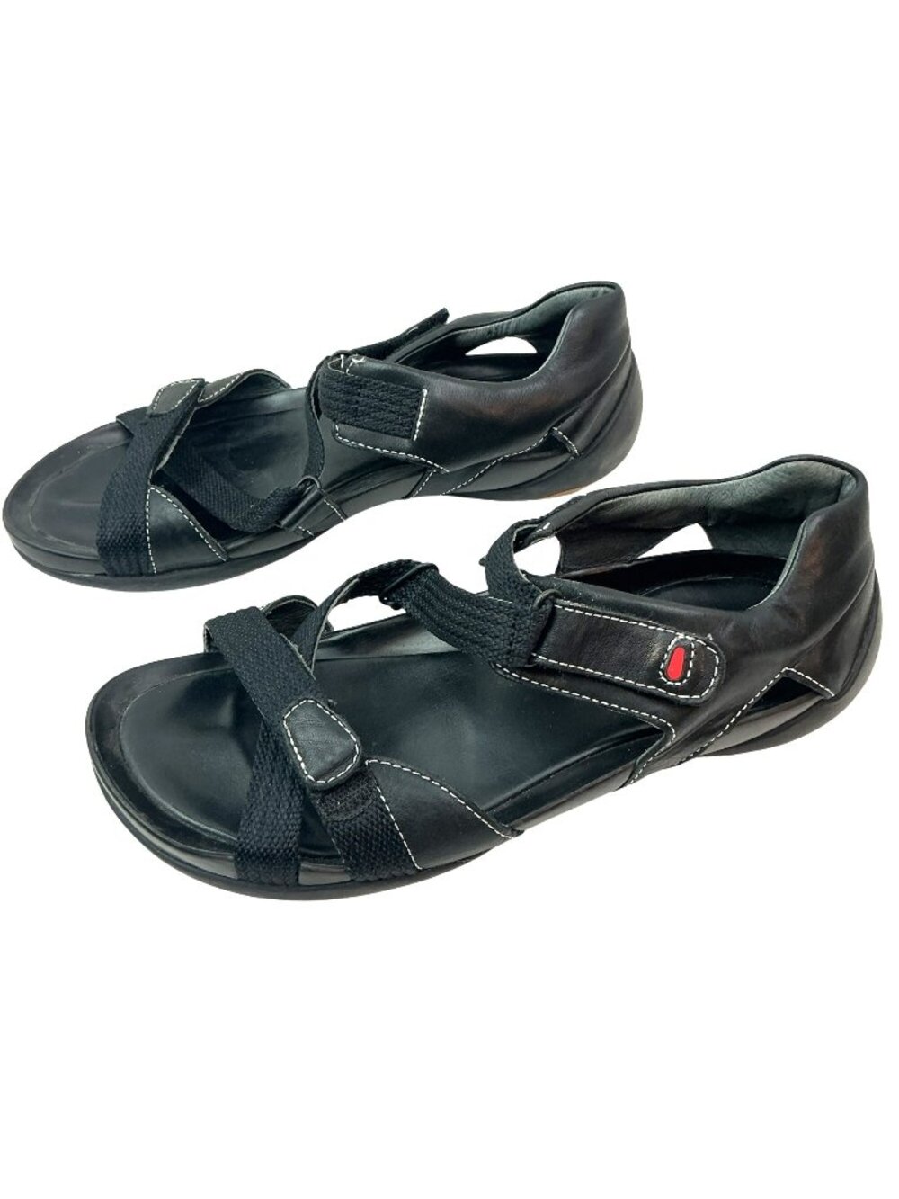 Wolky Leather Hook & Loop Strap Comfort Sandals Womens 7.5-8 Black